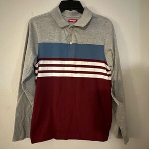 Wrangler boys Polo with Gray, Blue, and Red Stripes
